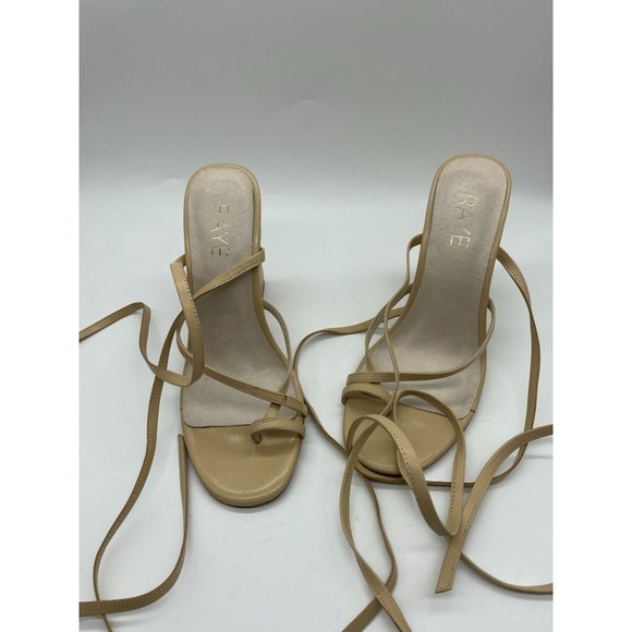 RAYE Anthea Heel Sandal in Nude 7 Leather Wrap Ankle Tan - Picture 4 of 10